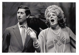 HM Kinge Charles III on The Y Theatre stage in 1981 with the panto dame